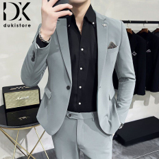 Bộ vest nam Hàn Quốc 1 cúc màu xám trẻ trung DKA0064