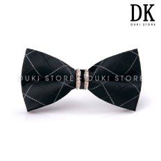 Nơ cài cổ áo sơ mi nam màu đen họa tiết kẻ caro cá tính DNC0008 - DUKI STORE