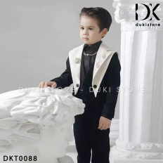 Bộ vest nam cho bé trai màu đen phối ve cao cấp DKT0088