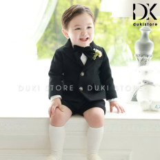 Bộ vest cho bé trai màu đen 2 cúc cao cấp DKT0075