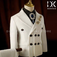 Bộ vest cho bé trai màu trắng 6 cúc đẹp DKT0078