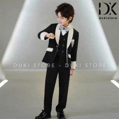 Bộ vest cho bé trai màu đen 1 cúc ve phi sang trọng DKT0074 