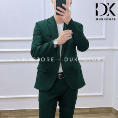 Bộ vest nam Hàn Quốc 1 cúc màu xanh lá đậm lịch lãm DKA0132