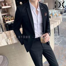 Bộ vest nam 1 cúc màu đen cao cấp DKA0001