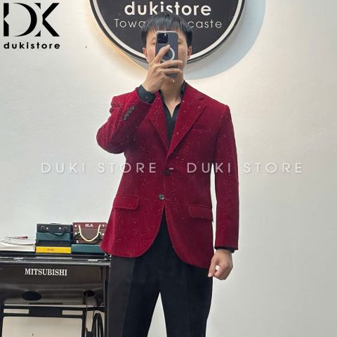 Áo vest nam, áo blazer nam nhung kim tuyến cao cấp ADK0038