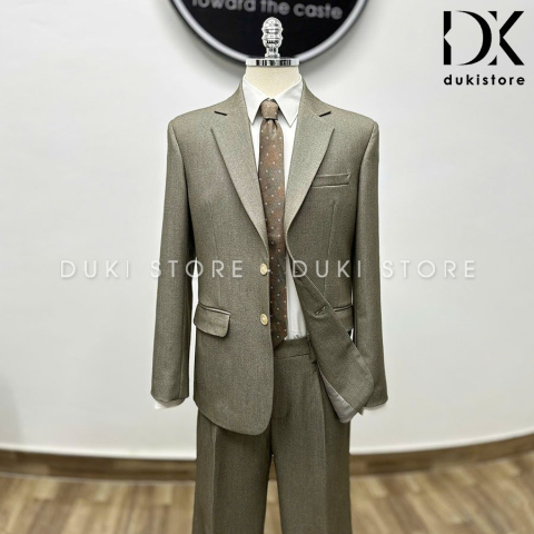 Bộ vest nam trung niên màu vàng cát sang trọng DKG0037