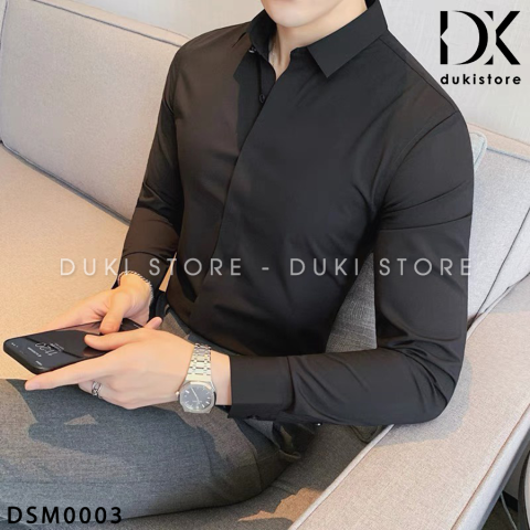 Áo sơ mi nam màu đen DSM0003