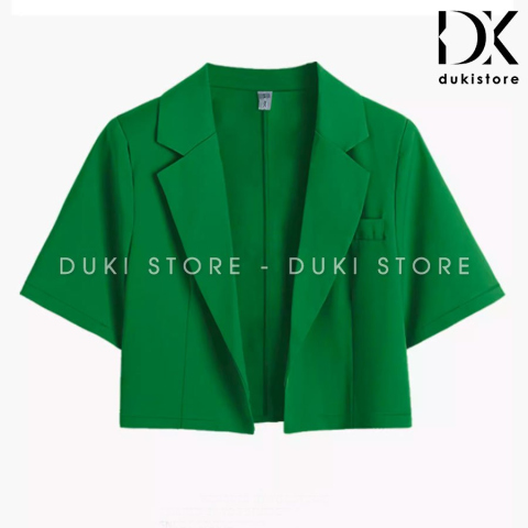 Áo khoác blazer, áo vest blazer nữ dáng lửng màu xanh lá cực xinh BLU0117