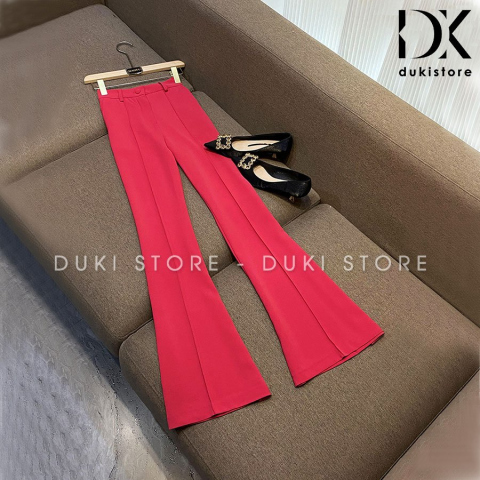Quần âu nữ màu đỏ ống loe tôn dáng, sang trọng QAU0003