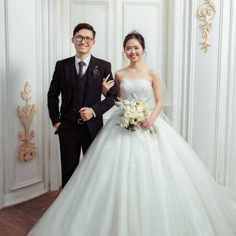 Bộ vest nam chú rể màu đen 1 cúc lịch lãm DKR0013