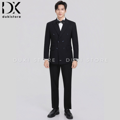 Bộ vest nam 6 nút Hàn Quốc màu đen cao cấp DKE0157 