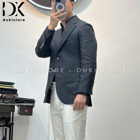 Áo vest nam, áo blazer nam màu đen 1 lớp chất liệu vải Linen cao cấp thoáng mát mặc hè ADK0028