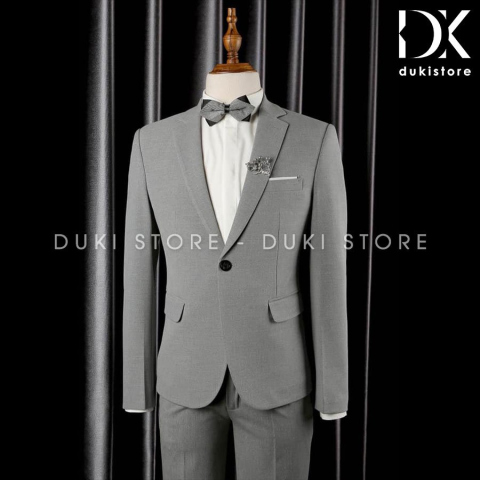 Bộ vest nam 1 cúc màu ghi đẹp DKA0026 - DUKI STORE