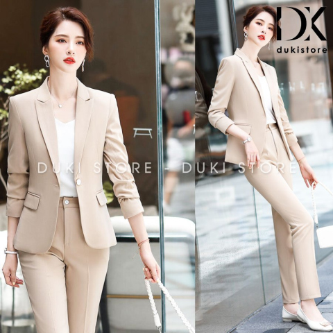 Bộ vest nữ màu kem DKU0002