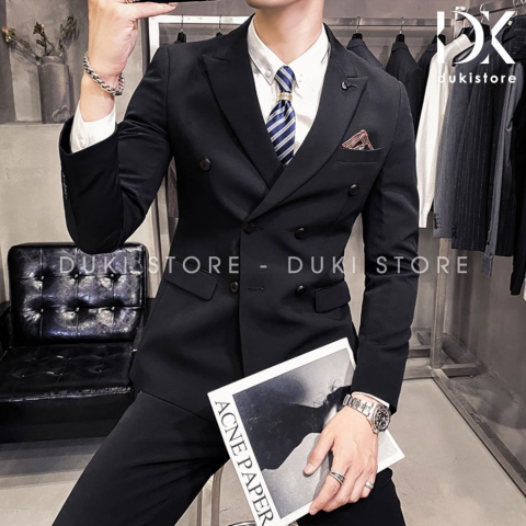 Bộ vest nam 6 nút Hàn Quốc màu đen lịch lãm DKE0020 