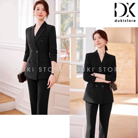 Bộ vest nữ 6 cúc màu đen thanh lịch DKX0057