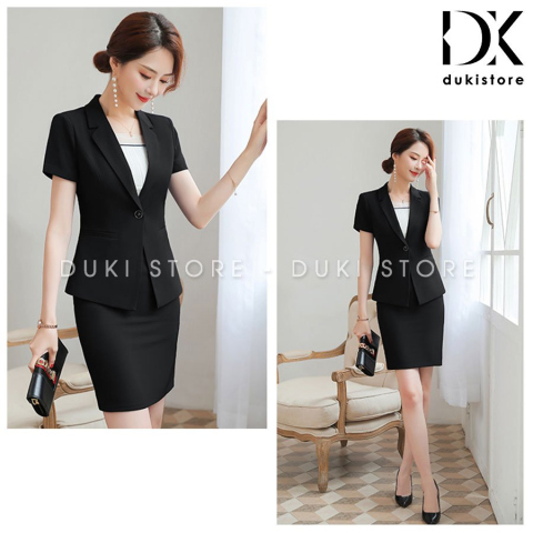 Bộ vest nữ màu đen DKU0023