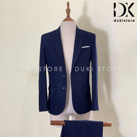  Bộ vest nam 2 cúc Hàn Quốc màu xanh than đẹp giá siêu rẻ DKB0004 - DUKI STORE