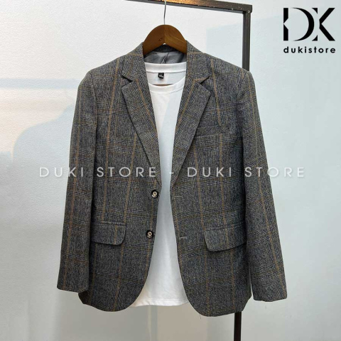 Áo vest nam, áo blazer nam 2 nút Hàn Quốc kẻ caro vintage cực sang ADK0006 