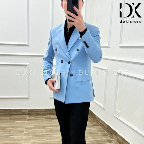 Áo khoác blazer nam ,áo vest nam balzer nam màu xanh dương nhạt phong cách Hàn Quốc EDK0013