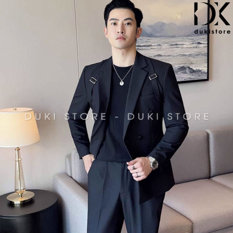 Bộ vest nam 6 cúc màu xanh than thiết kế phong cách DKE0137