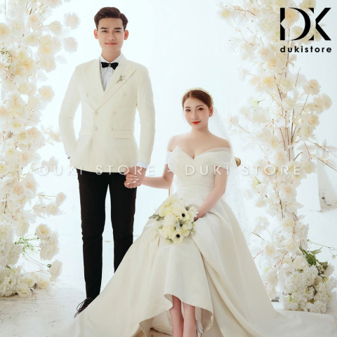 Bộ vest nam chú rể áo vest cưới màu trắng DKR0044