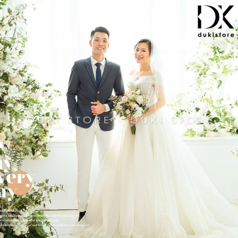 Bộ vest nam chú rể áo vest cưới màu xám đậm DKR0022